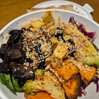 Spicy harvest bowl minus spicy peanut dressing $19.00: filling, healthy, and tasty at Greenstreat in Albury