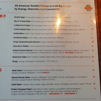 Front menu at Eureka! in Boise