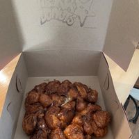 Huge delicious apple fritterrs  at Dank Donuts in Big Bear Lake