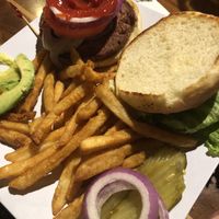 Impossible burger and fries at The Yucatan Beach Stand in Fort Myers Beach