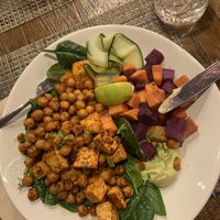 Tofu paprika with chickpeas, sweet potato and avocado. Good but dry  at Local in Lisbon