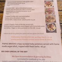 Lunch menu at The Phoenix Vegetarian Restaurant & Accommodation in Castlemaine