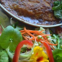 stuffed pancake ..vegan and glutn free...all our lunches are under 14 € at The Phoenix Vegetarian Restaurant & Accommodation in Castlemaine