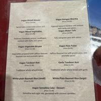 Vegan Menu  at India Taj Palace in San Antonio