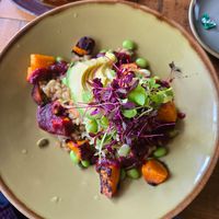 Vegan budha bowl with pearl barley at The Rose & Crown Bistro in Northampton
