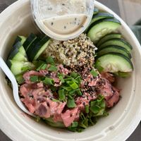 Spicy poke bowl at Raised by the Waves  in Kahuku