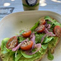 Avo Toast & Alohamacha Smoothie  at Raised by the Waves  in Kahuku