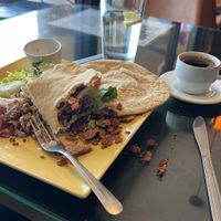 Vegan gyro with vegan meat was delicious! Friendly staff and owner. Many vegan options here just ne sure to say your vegan. Loves this place and the people here !!   at Fairouz in San Diego