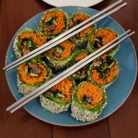 Mushroom spring rolls at Café Rojo  in San Jose