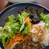 Eggplant cosado and a mushroom Bahn mi at Café Rojo  in San Jose