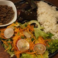 Plato casado con berenjena/ casado plate with grilled eggplant at Café Rojo  in San Jose