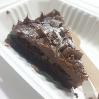 Vegan chocolate cake at Café Rojo  in San Jose