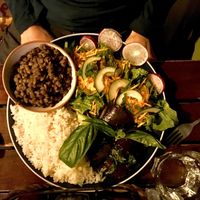 casado with eggplant at Café Rojo  in San Jose