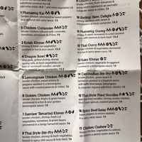 Menu at Blue Dragon in Red Deer