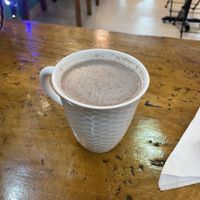 Hot chocolate w soy milk   at Aadha-Aadha Café in Varanasi