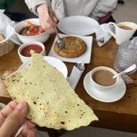 Beans w toast 2/10 and papadam 9/10  at Aadha-Aadha Café in Varanasi