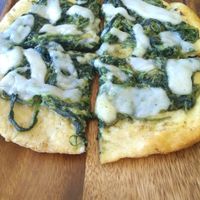 Flatbread with spinach and 'mozzarella' at Gecko Republic Jungle Cafe in Koh Tao
