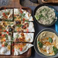 Flatbread and some dips  at Gecko Republic Jungle Cafe in Koh Tao