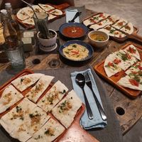 Tapas and bread Combo with Jungle Hummus, Curry and Red Pepper Dip at Gecko Republic Jungle Cafe in Koh Tao