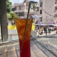 Strawberry tea  at Mark's Cafe in Varanasi