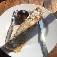 Amazing vegan cinnamon crepe at Mark's Cafe in Varanasi