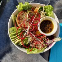 Buddha Bowl with Chickpea Steak at Le Chaudron in Montriond