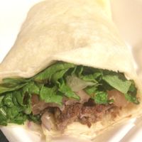 Vegan Dream Wrap with impossible burger and vegan cheese. at Longshots Sports Cafe in Montville