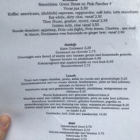 The menu at Fast & Vegan in The Hague