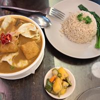 Vegetable curry with rice at Botanist Cafe in Malacca