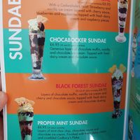 Knickerbocker Glory Sundae, Chockabocker Sundae and Black Forest Sundae at Cadwaladers in Porthmadog
