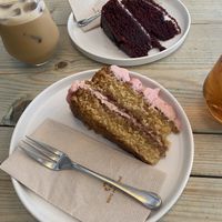 Red velvet cake and raspberry and lemon cake  at Jaunty Goat Coffee - Northgate St in Chester