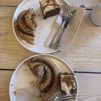 Cinnamon swirl and sticky toffee biscoff (we shared half each) delicious   at Jaunty Goat Coffee - Northgate St in Chester