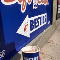 delicious vanilla chocolate soft serve  at BESTIES Vegan Paradise - Hollywood in Hollywood