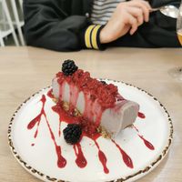 Cheese cake, yummy but not really cheesecake tasting. at Stem & Glory in London