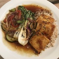 Baked tofu yakitori with veg  at Stem & Glory in London