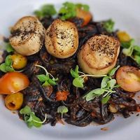 Activated Charcoal linguine, very allergy friendly staff at Stem & Glory in London