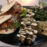 Pulled jackfruit korean-style burgers at Stem & Glory in London