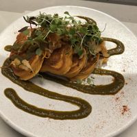 Kimchi pancakes  at Stem & Glory in London