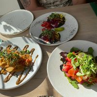 Kimchi Pancakes, Korean ‘Fish’ tacos and Asian Watermelon Salad  at Stem & Glory in London