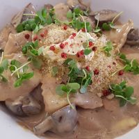 Mushroom ravioli at Stem & Glory in London