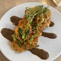 Kimchi pancakes - delicious! #Veganuary at Stem & Glory in London
