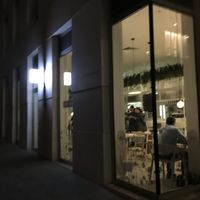 Outside on a January evening  at Stem & Glory in London