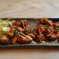 Patatas Bravas (partially eaten, before I remembered to photograph! 😁) at Stem & Glory in London