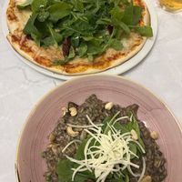 Vegan risotto and vegan pizza  at Mezzaluna  in St Pauls Bay