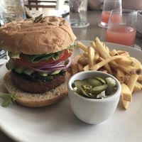 Vegan Beyond Burger and fries at Ilima Terrace in Koloa