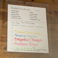 Kombucha menu  at Kauai Juice Co. in Koloa