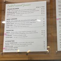 Juice menu  at Kauai Juice Co. in Koloa