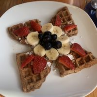 Vegan waffles  at Amaranto in Tulum