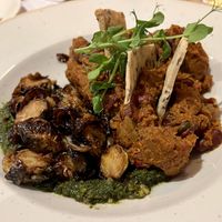 Ratatouille (with beans), Brussels sprouts with pesto, & homemade crackers  at Market Lane in Cork