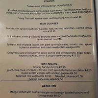 Vegan menu options  at Market Lane in Cork